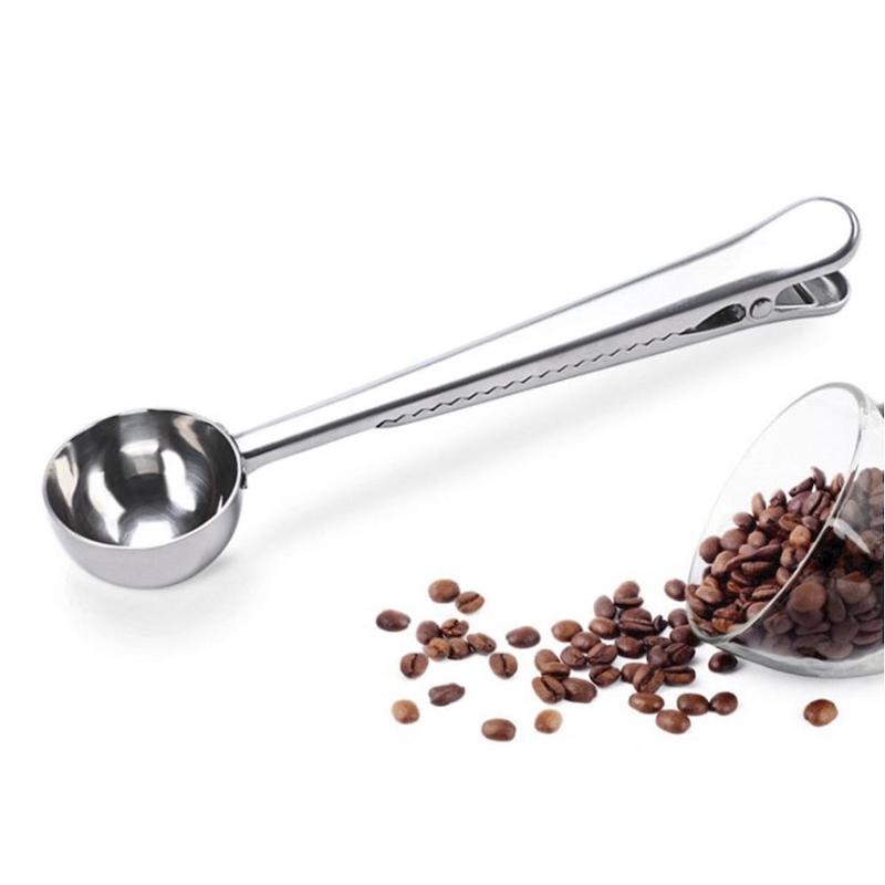 Lingură de cafea Amazon de vânzare la cald, cu clemă pentru pungă de cafea clip de lingură de cafea din oțel inoxidabil