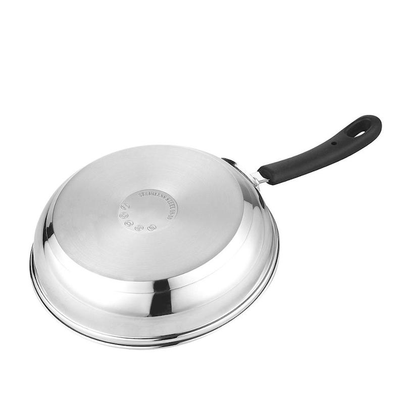 tigaie wok din oțel inoxidabil cu capac